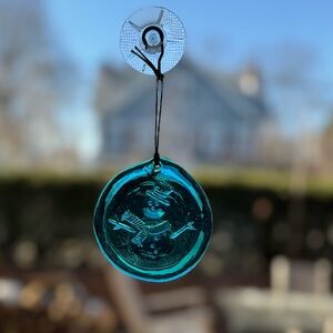Stunning Blue Glass Snowman Ornament